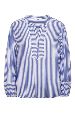 Moliin Striped Cotton Blouse Blue Celine - MMJs Fashion