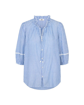 Moliin Striped Cotton Blouse Blue Uriel - MMJs Fashion