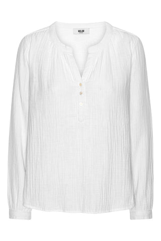 Moliin Textured Cotton Blouse White Kimberley - MMJs Fashion