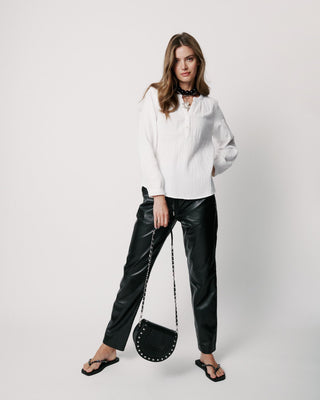 Moliin Textured Cotton Blouse White Kimberley - MMJs Fashion