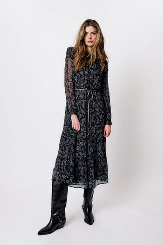 Moliin Viscose Patterned Dress Black Fenix - MMJs Fashion