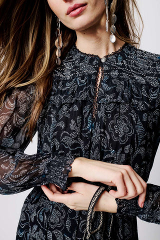 Moliin Viscose Patterned Dress Black Fenix - MMJs Fashion