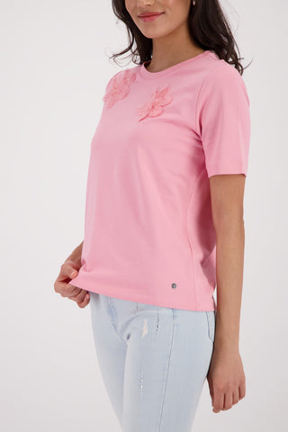 Monari 3D Flower Embellished Top Pink - MMJs Fashion