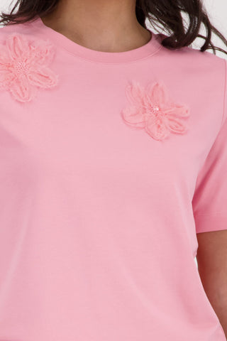 Monari 3D Flower Embellished Top Pink - MMJs Fashion
