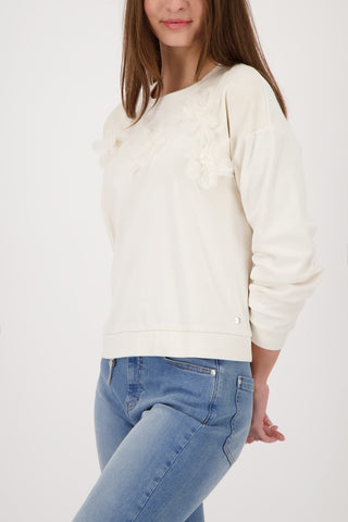 Monari 3D Flowers Sweatshirt Beige - MMJs Fashion