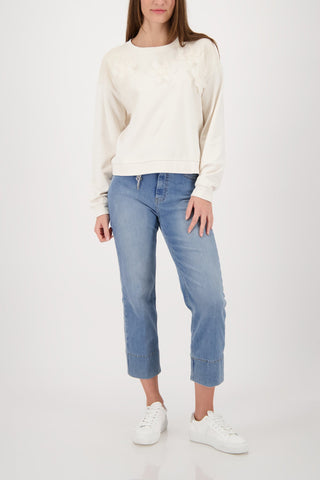 Monari 3D Flowers Sweatshirt Beige - MMJs Fashion