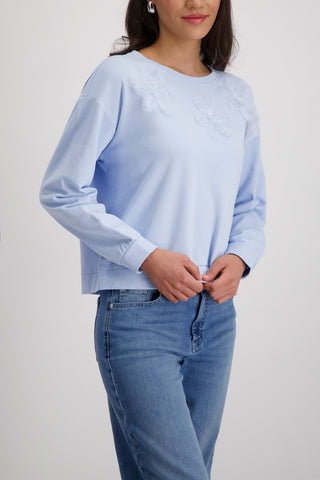 Monari 3D Flowers Sweatshirt Light Blue - MMJs Fashion