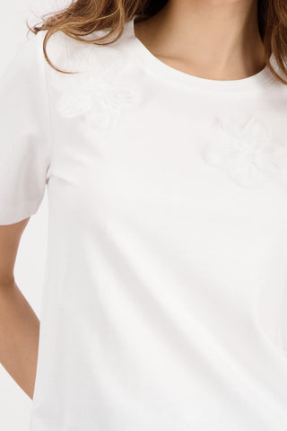 Monari 3D Flowers Top Ivory 410426 - MMJs Fashion