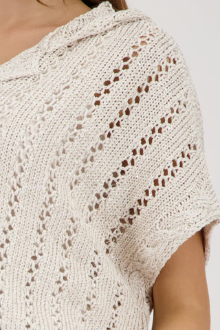 Monari Ajour Knit Cape Cardigan Beige - MMJs Fashion