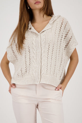 Monari Ajour Knit Cape Cardigan Beige - MMJs Fashion