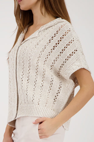 Monari Ajour Knit Cape Cardigan Beige - MMJs Fashion