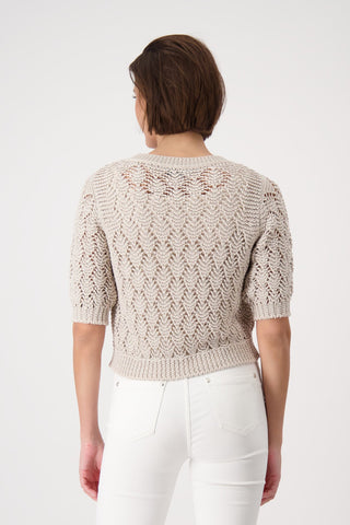 Monari Ajour Pattern Jumper with Lurex Beige - MMJs Fashion