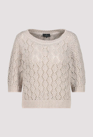 Monari Ajour Pattern Jumper with Lurex Beige - MMJs Fashion