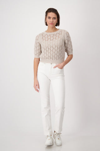 Monari Ajour Pattern Jumper with Lurex Beige - MMJs Fashion