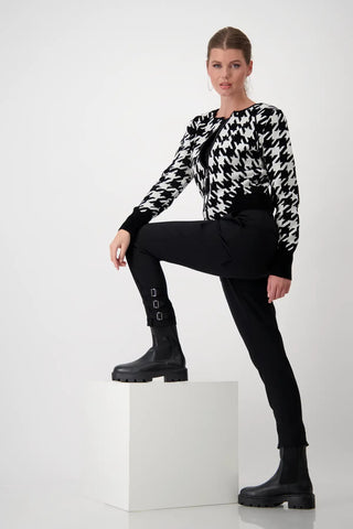 Monari Black Cargo Trousers with Side Buckles - MMJs Fashion