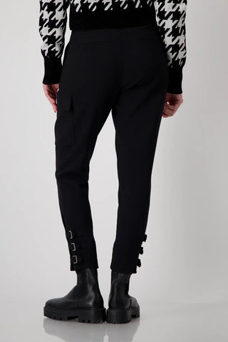 Monari Black Cargo Trousers with Side Buckles - MMJs Fashion