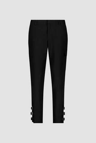 Monari Black Cargo Trousers with Side Buckles - MMJs Fashion