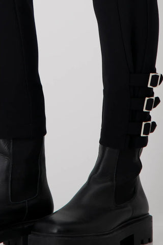 Monari Black Cargo Trousers with Side Buckles - MMJs Fashion