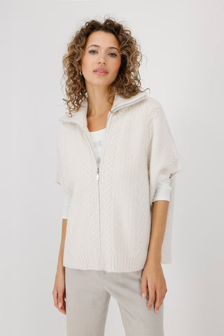 Monari Cable Knit Zipped Cardigan Beige - MMJs Fashion