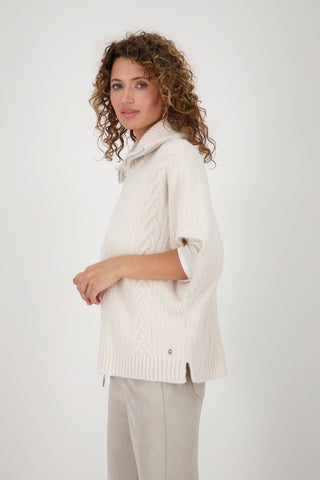 Monari Cable Knit Zipped Cardigan Beige - MMJs Fashion