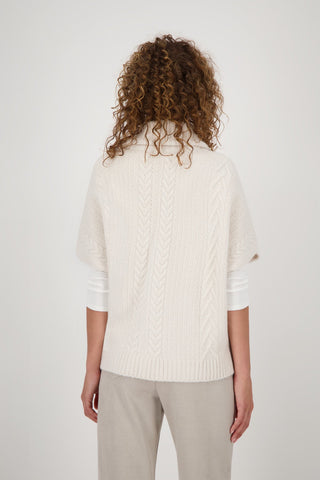 Monari Cable Knit Zipped Cardigan Beige - MMJs Fashion