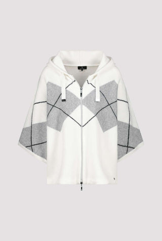 Monari Checked Zip Cardigan Ivory Grey - MMJs Fashion