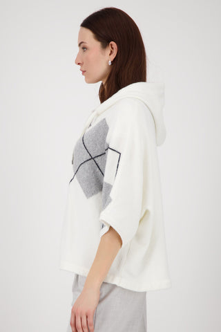 Monari Checked Zip Cardigan Ivory Grey - MMJs Fashion