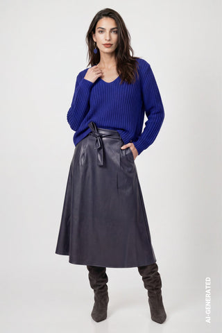 Monari Chenille V-Neck Jumper Royal Blue - MMJs Fashion