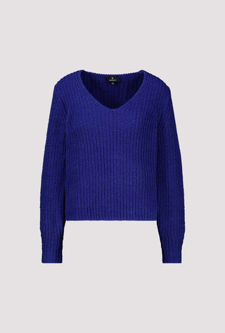 Monari Chenille V-Neck Jumper Royal Blue - MMJs Fashion