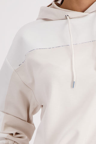 Monari Colour Block Hooded Sweatshirt Beige - MMJs Fashion