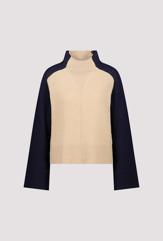 Monari Colour Block Jumper Beige Navy Blue - MMJs Fashion