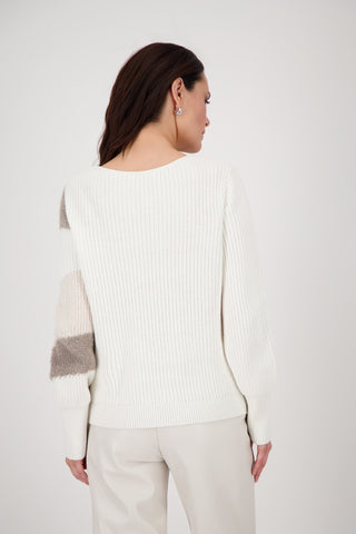 Monari Colour Block Jumper Ivory Beige - MMJs Fashion