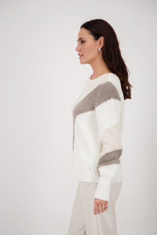 Monari Colour Block Jumper Ivory Beige - MMJs Fashion