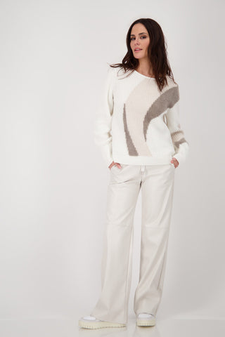 Monari Colour Block Jumper Ivory Beige - MMJs Fashion