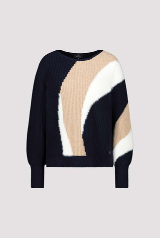 Monari Colour Block Jumper Navy Blue Beige - MMJs Fashion