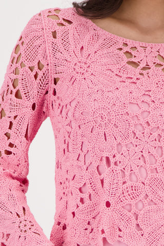 Monari Cornelly Crotchet Lace Jumper Pink - MMJs Fashion