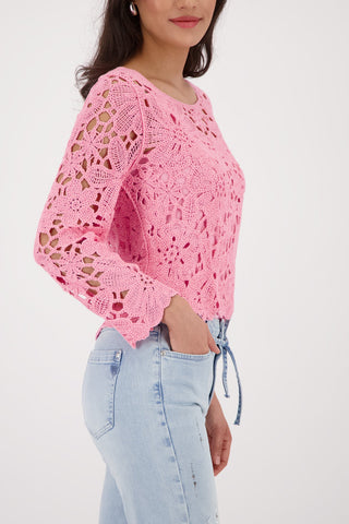 Monari Cornelly Crotchet Lace Jumper Pink - MMJs Fashion