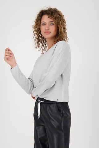 Monari Cotton Jumper with Rhinestones Grey - MMJs Fashion