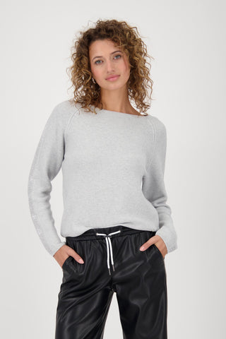 Monari Cotton Jumper with Rhinestones Grey - MMJs Fashion