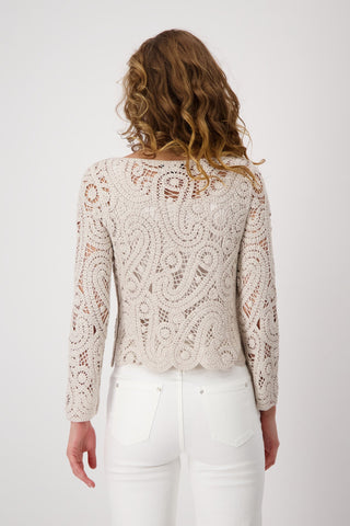 Monari Crotchet Pattern Jumper Beige - MMJs Fashion