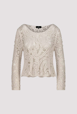 Monari Crotchet Pattern Jumper Beige - MMJs Fashion
