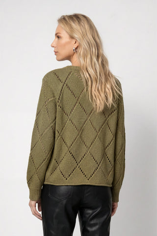 Monari Diamond Ajour Knit Jumper Green - MMJs Fashion