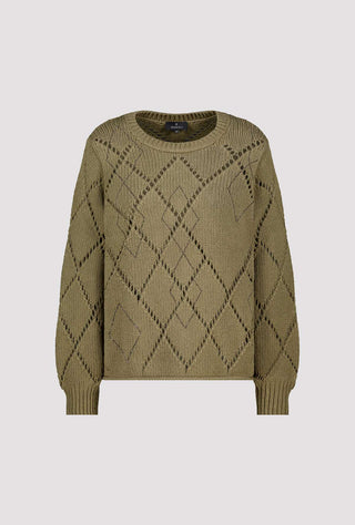 Monari Diamond Ajour Knit Jumper Green - MMJs Fashion