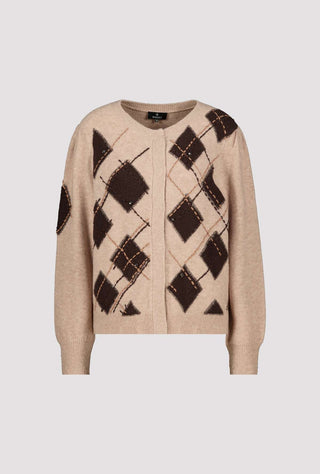 Monari Diamond Pattern Cardigan Beige Brown - MMJs Fashion