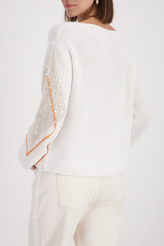 Monari Diamond Pattern Jumper Ivory Beige - MMJs Fashion