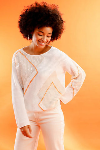 Monari Diamond Pattern Jumper Ivory Beige - MMJs Fashion