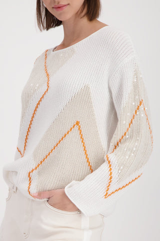 Monari Diamond Pattern Jumper Ivory Beige - MMJs Fashion