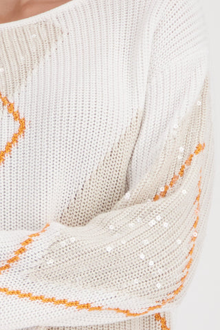 Monari Diamond Pattern Jumper Ivory Beige - MMJs Fashion