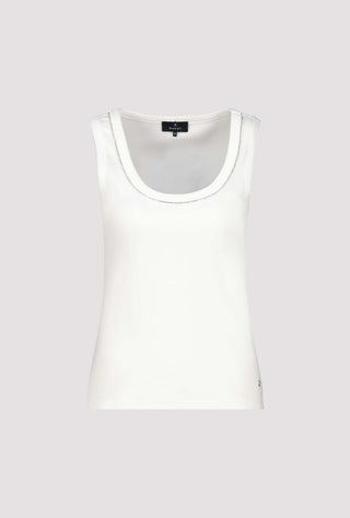 Monari Embellished Collar Vest Top Ivory - MMJs Fashion