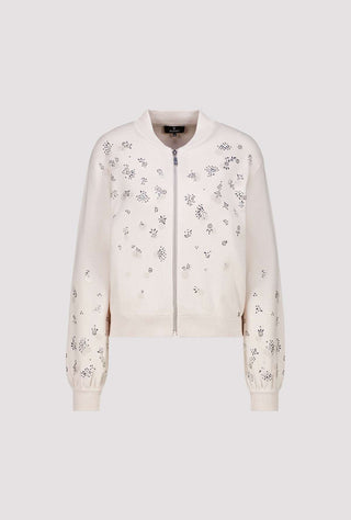 Monari Embellished Zipped Cardigan Beige - MMJs Fashion